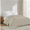 IlGruppone Il Gruppone Passione Casa Copriletto Trapuntato Volant Matrimoniale Trapuntino Tinta Unita Due Piazze con Balze Coperta Leggera Primavera Estate Trapunta Leggera - Beige