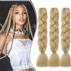 Dcbaboo Extension per Treccine Africane Biondo 60cm Extension Capelli Finti per Treccine Africane Extension Trecce Capelli Sintetici Kanekalon 3 Ciocche Ombre Jumbo Braiding Hair, Biondo Chiaro