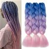Dcbaboo Extension per Treccine Africane 60cm Extension Capelli Finti per Treccine Africane Extension Trecce Capelli Sintetici Kanekalon 3 Ciocche Ombre Jumbo Braiding Hair, Blu-Viola-Rosa