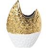 DRW Vaso da tavolo in ceramica in oro e bianco 17x8x22cm
