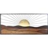 DRW Aplique de pared cuadro Rectangular puesta de sol de Metal y Madera en marrones y Blanco 3x117x50 cm