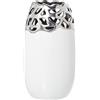 DRW Vaso da tavolo in ceramica in bianco e argento 16x16x29cm