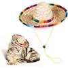 ZEACCT 1 Pezzi Cappello di Paglia per Animali Domestici, Paglia Messicano Sombrero, Paglia Intrecciata Sunhat, Decorazioni per Feste di Compleanno per Piccoli Animali Domestici/Cuccioli/Gatti