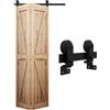 WOLFBIRD 3FT/0.9M Bi-Folding Binario per Porta Scorrevole Kit ferramenta per porte scorrevoli unidirezionali Nero e Rustico Porta Scorrevole Kit Piega Accessori Adatto per aperture porte 60-80 cm