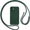 Vauki Cover per iPhone 12 con Cordino, Silicone Custodia con Laccio Collana Tracolla, Antiurto Ultra-Sottile Protettiva Cellulare Case per iPhone 12, Verde