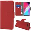 N NEWTOP Cover Compatibile per Samsung Galaxy S10 5G, HQ Lateral Custodia Libro Flip Chiusura Magnetica Portafoglio Simil Pelle Stand (Rosso)
