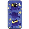 Mixroom - Cover Custodia Case in TPU Silicone Morbida per Samsung Galaxy J2 2018 Fantasia Gufi Civette Stelle Viola S275