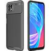 ZSCHAO Cover per Oppo A73 5G Fibra di Carbonio Silicone Slim Sottile Antiurto +Vetro temperato TPU Custodia Cover Compatibile con Oppo A73 5G Carbon Libro Opaco Matte Case Bumper Nero