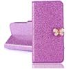 BLOTECH Custodia Sparkly Wallet for Huawei P Smart 2020 Cover Bling Bling Glitter Brillantini Brillante Viola Leather Case Shell Wallet PU e Glitter Brillanti 3D Farfalla Strass Cover per Huawei P Smart 2020