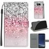 LeviDo-EU LeviDo Cover Compatibile per Samsung Galaxy S8 Silicone Libro PU Pelle Magnetica Flip Portafoglio con Corda Disegni Antiurto Bumper Motivo Custodia Resistente Protettiva Case, Rosa Argento