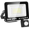 Willpower Faro LED Esterno con Sensore di Movimento 30W 3000LM Faretto LED Bianca Fredda 6000K Proiettore LED IP66 85V-265V Luce di Sicurezza per Giardino Cortile Garage Patio Corridoio