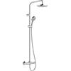 hansgrohe Vernis Blend - Colonna doccia con miscelatore termostatico, Sistema doccia (⌀ 205 mm) con rubinetto, doccetta (2 getti), tubo, asta e soffione doccia tondo, cromo, 26276000