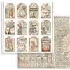 Carta Scrap Brocante Antiques tags Stamperia