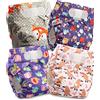 Littles & Bloomz Littles and Bloomz FLV2-0404 Pannolino lavabile per bambini, riutilizzabile, con bottoni a pressione standard, confezione da 4 pannolini