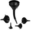Relaxdays Imbuto per Benzina, Set da 5 in Varie Misure, Attrezzo Universale per Auto & Cucina, con Tubo Flessibile, Nero