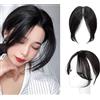 KIWZXKA 100% Capelli Veri Topper Parte Centrale Laterale, 11 Pollici Capelli Topper for Le Donne Estensioni dei Capelli Umani Veri, for Le Donne con Frangia Diradata (Color : Black)