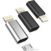 zoyuzan Adattatore da Micro USB a Lightning Presa (3 Pack) Cavi Jack Accessori per iphone 14 13 12 11 Pro Max 7 8 Plus X SE XS Per iPad Air Mini Micro USB Femmina Cavo per Apple Maschio Spinotto Convertitore