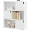 eSituro Libreria Autoportante a 6 Scomparti, Porta Libri con Ante, Scaffale a 3 Ripiani Portaoggetti, Divisorio per Ambienti, Ufficio, Studio, Soggiorno, in Legno, 80x30x96cm, Bianco, SBKC0050