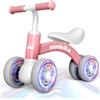 HappyGoLucky Bicicletta Bambini 1 2 Anni, Giochi Bambina Bicicletta Equilibrio con Quattro Ruote Illuminate, Gioco Bambino Regalo Bambina - Idee Regalo Natale