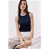 Intimissimi Canotta A Costine In Cotone Superior Blu