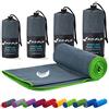 Fit-Flip Asciugamano Microfibra - Asciugamani Palestra Compatto e Ultraleggero - Il Perfetto Telo Mare Grande - ottimale per Viaggio, Sport e Piscina (40x80cm Grigio Scuro - Bordo Verde)