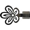 GIRASOLE HOME® Terminale Fiore per Asta da Tenda dal Diametro di 18-20 mm 2 Pezzi in Ferro (Nichel Nero)