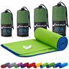 Fit-Flip Asciugamano Microfibra - Asciugamani Palestra Compatto e Ultraleggero - Il Perfetto Telo Mare Grande - ottimale per Viaggio, Sport e Piscina (40x80cm Verde - Bordo Blu Scuro)