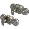 Amig - Set di maniglie a sfera | Con chiave esterna | Serratura per ingresso 60/70 mm | Angoli quadrati | Ottone | Argentato | Spessore porta 35-45 mm