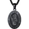 FaithHeart Collana Uomo Donna San Cristoforo Argento Nero Oro 3D Rilievo Rotondo Ovale Amuleto Talismano in 316L Acciaio Impermeabile Antiruggine 55+5 CM Catena Impresa