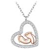 Qings Collana Madre Figlia Impronte Sterling Argento 925 Collana Mamma Ciondolo Piedini di Bambino Cuore Zirconia per Nonna