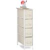 Relaxdays Mobiletto con 4 Cassetti, Mobile Cassettiera, in Tessuto, Acciaio e Legno MDF, HxLxP: 76 x 20 x 48 cm, Beige