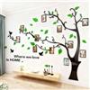 guangmu 3D Albero Adesivi, Fai da te Albero Adesivo da Parete Murali Cornici per Foto Sticker Decorazioni per Soggiorno, Camera da Letto (M: 150 * 210CM, Verde Sinistra)