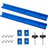XNZMYN 2 Pezzi 400 mm T-Track Profilo Alluminio, Lega Di Alluminio Mitra Track Jig Fixture Slot, 2 Manici M8, M8/M6 T Track Dado Scorrevole, per La Sega a Banco di la, Falegnameria