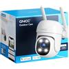 GNCC Telecamera Wi-Fi Esterno 1080P, Visione Notturna a Colori, 360° PTZ, Rilevamento AI, Tracciamento Intelligente, IP65, Audio Bidirezionale, Allarme Luminoso, Compatibile con Alexa, 24/7, 2.4Ghz