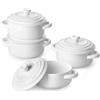MALACASA Mini Cocotte 440 ml - Set di 4 Casseruole in Porcellana con Coperchio e Manico, Ideali per Lasagne Monoporzione, Soufflé, Zuppe, Adatte a Forno, Microonde e Lavastoviglie, Serie BAKE.BAKE