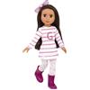 Glitter Girls B. toys Glitter Girls - Sarinia - Bambola di moda posabile da 36 cm - Capelli castani lisci e occhi castani - Tunica a righe e stivali glitterati - Fiocco per capelli e leggings a cuore - 3 anni +
