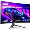 Jlink Gaming Monitor Curvo 32, 240Hz, monitor per computer 1080P 1500R/1ms(MPRT)/Low Blue Light, monitor PC senza cornice con HDMI DisplayPort, Freesync & G-sync, inclinabile/montabile VESA