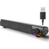 HPYLIF·H Altoparlante PC, Soundbar Gaming Altoparlante con jack per cuffie e microfono, funzionamento USB 3,5 mm, connettore AUX per computer portatili, Plug and Play (nero)