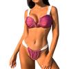 Silkglory Bikini Donna Scollo a V Solid Glitter String Triangolo Set, Costume Due Pezzi Perizoma Sexy Brasiliana Curvy Stringa Tanga - L