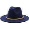 keusyoi Cappello classico Fedora Uomo Donna Imitazione Lana Inverno Feltro Cappelli Moda Jazz Hat, Marina Militare, 59/61 cm