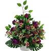 DRW Centro di Fiori Artificiali per Cimitero Chiese Matrimoni Centro Fiori per i Santi Viola con Rose, boccioli e Margherite Malve 70x40 cm