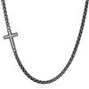 GAVU Collana Croce da Uomo in Acciaio Inossidiabile Catena Nera Uomo con Charm Croce 60cm