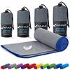 Fit-Flip Asciugamano Microfibra - Asciugamani Palestra Compatto e Ultraleggero - Il Perfetto Telo Mare Grande - ottimale per Viaggio, Sport e Piscina (50x110cm Grigio - Bordo Blu Scuro)
