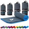 Fit-Flip Asciugamano Microfibra - Asciugamani Palestra Compatto e Ultraleggero - Il Perfetto Telo Mare Grande - ottimale per Viaggio, Sport e Piscina (40x80cm Grigio Scuro - Bordo Blu)