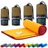 Fit-Flip Asciugamano Microfibra - Asciugamani Palestra Compatto e Ultraleggero - Il Perfetto Telo Mare Grande - ottimale per Viaggio, Sport e Piscina (100x200cm Giallo - Bordo Vino Rosso)