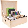 Creative Deco XL Grande Scatola in Legno | 40 x 30 x 13 cm | Coperchio Maniglie a Cuore | Contenitore per Documenti Attrezzi Portaoggetti Portagiochi non Verniciata da Decorare | RUVIDO E NON LEVIGATO