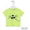 Losan - T-Shirt Verde Baby Bimbo con Faccia di Animale 3-6 m