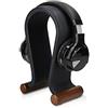 Navaris Supporto porta cuffie in pelle PU - Stand portacuffie da tavolo base universale per cuffie cablate o wireless - design nero