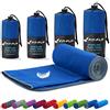 Fit-Flip Asciugamano Microfibra - Asciugamani Palestra Compatto e Ultraleggero - Il Perfetto Telo Mare Grande - ottimale per Viaggio, Sport e Piscina (40x80cm Blu Scuro - Bordo Grigio)