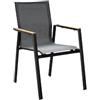 MCC Trading International GmbH METRO Professional Sedia da esterno, alluminio / textilene, 58 x 67 x 88 cm, con braccioli, nera